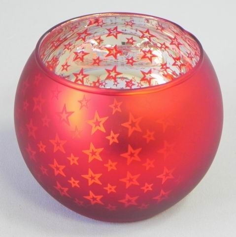 Svícen vánoční sklo pr.8,5V9cm červená
