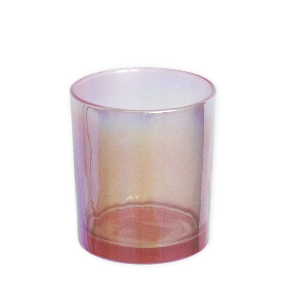 Svícen sklo pr.6,V7,3cm růžová perleť