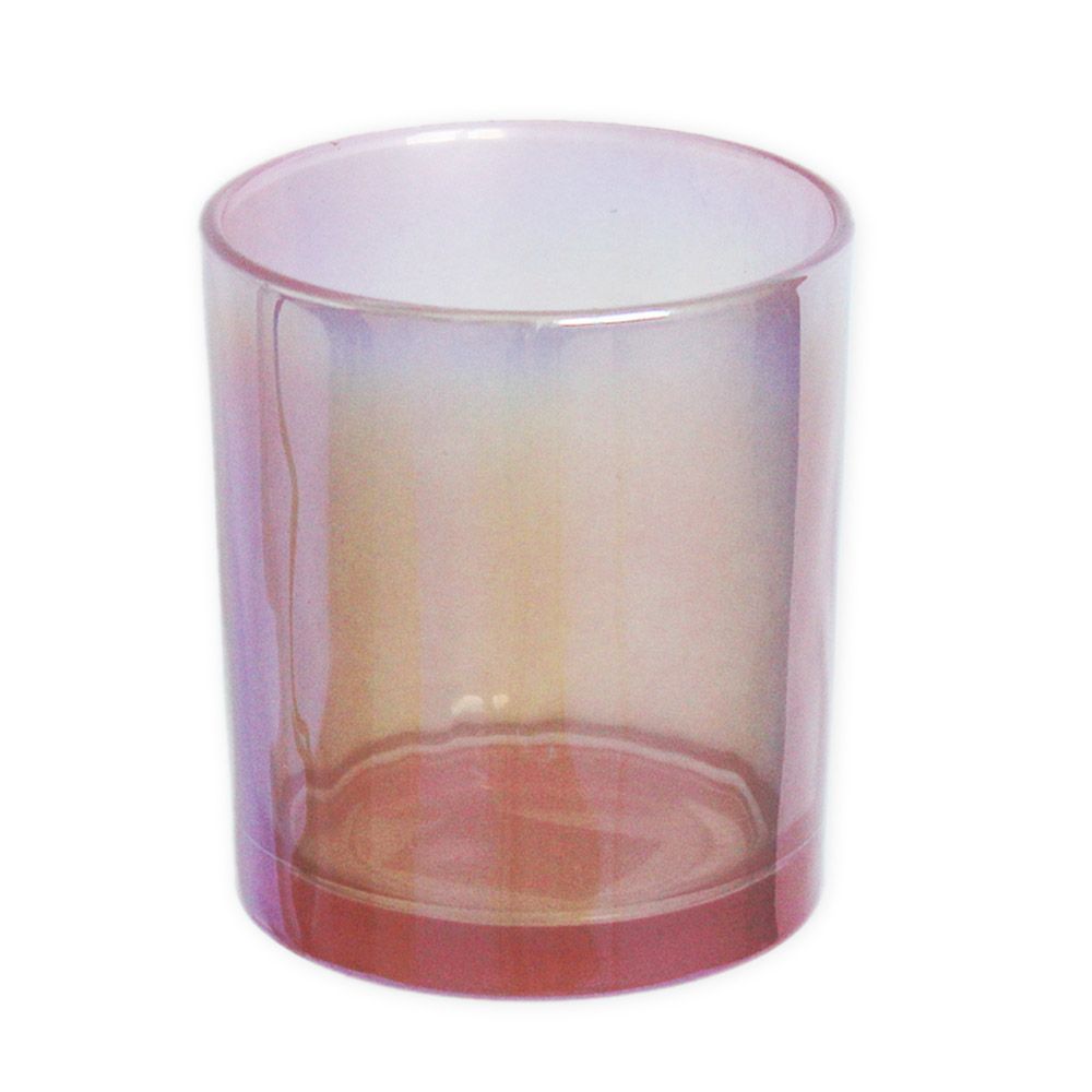 Svícen sklo pr.10 V12,3cm růžová perleť
