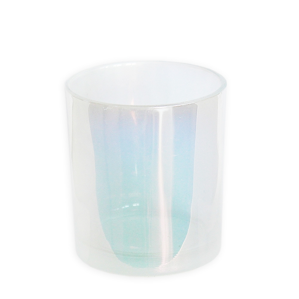 Svícen sklo pr.8 V8,8cm bílá perleť