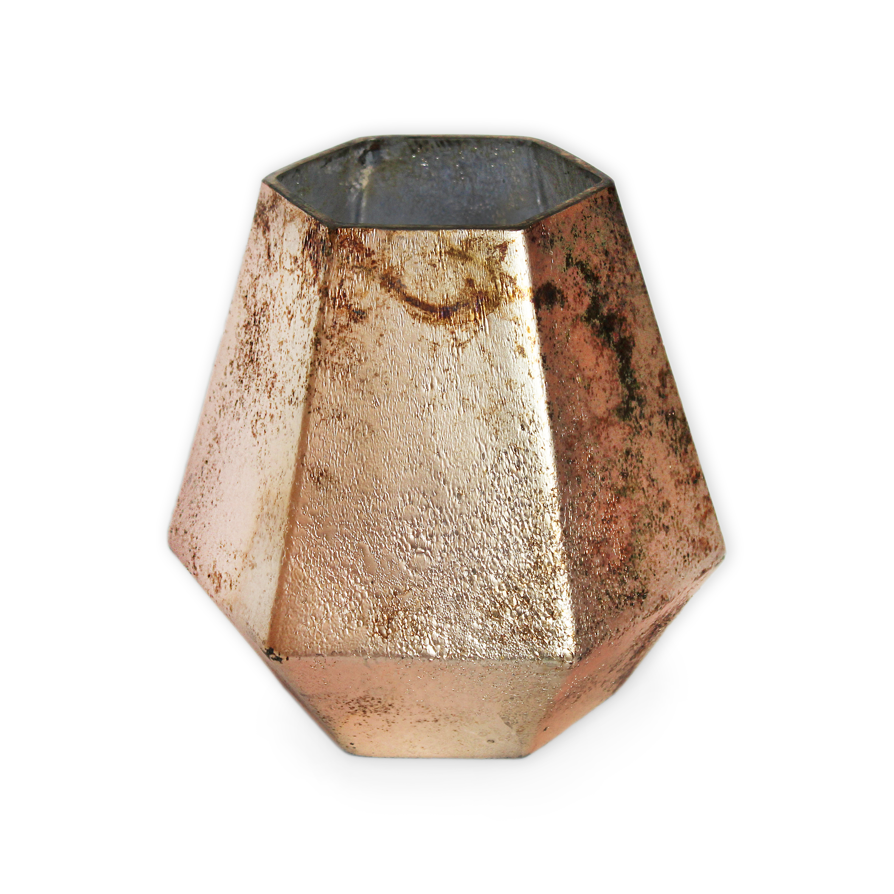 Váza sklo hexa pr.17 v.16,5cm růžová