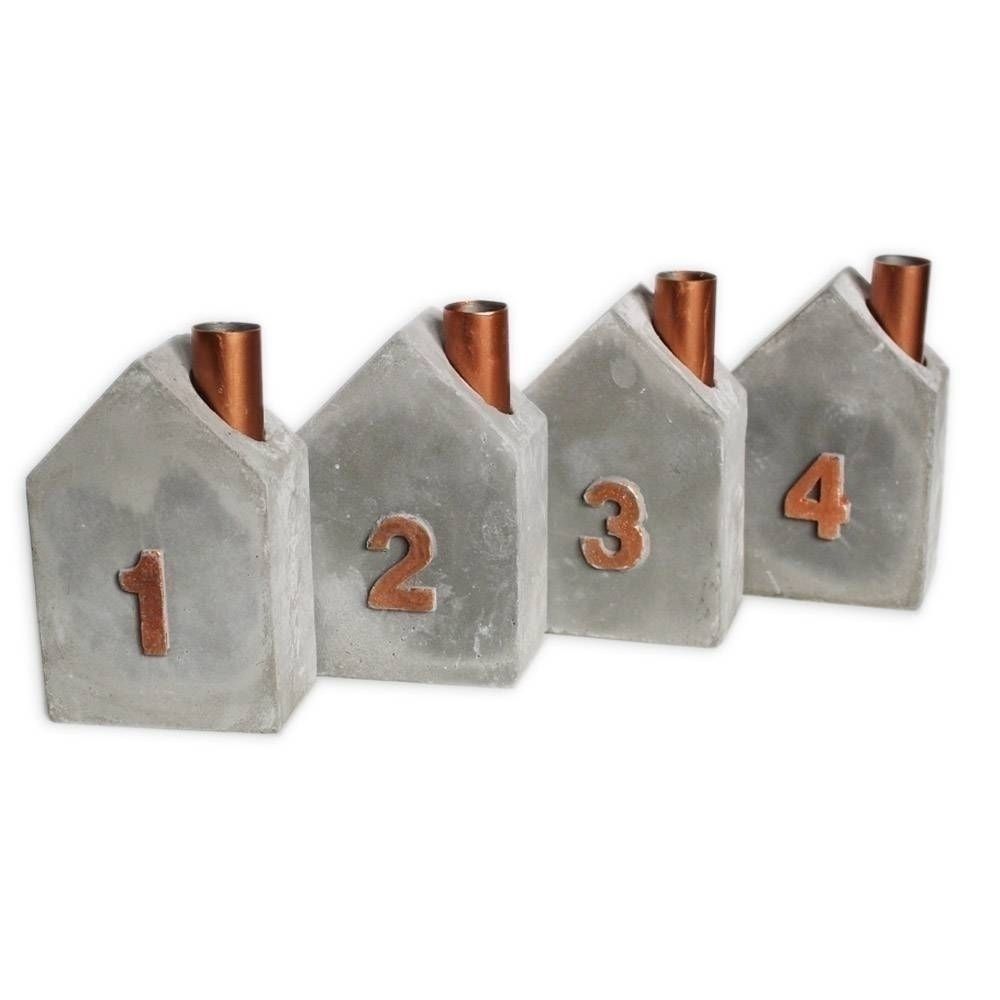 Adventní svícen domky beton 4ks/32cm